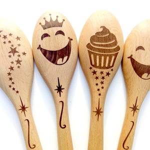 Magic Stars Personalised Wooden Spoon, Custom Laser Engraved Gift, Unique Cooking Present for Valentines Day image 4