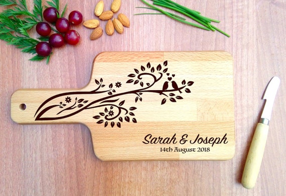 Personalised Wooden Beech Chopping or Cheese Board Laser Engraved Message