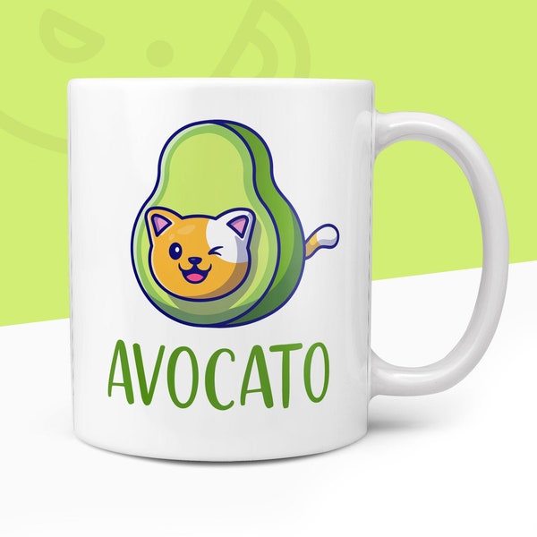 Avocato Mug - Funny Avocado Cat Lover Gift For Birthday Christmas Secret Santa Vegan Vegetarian Mug Gifts