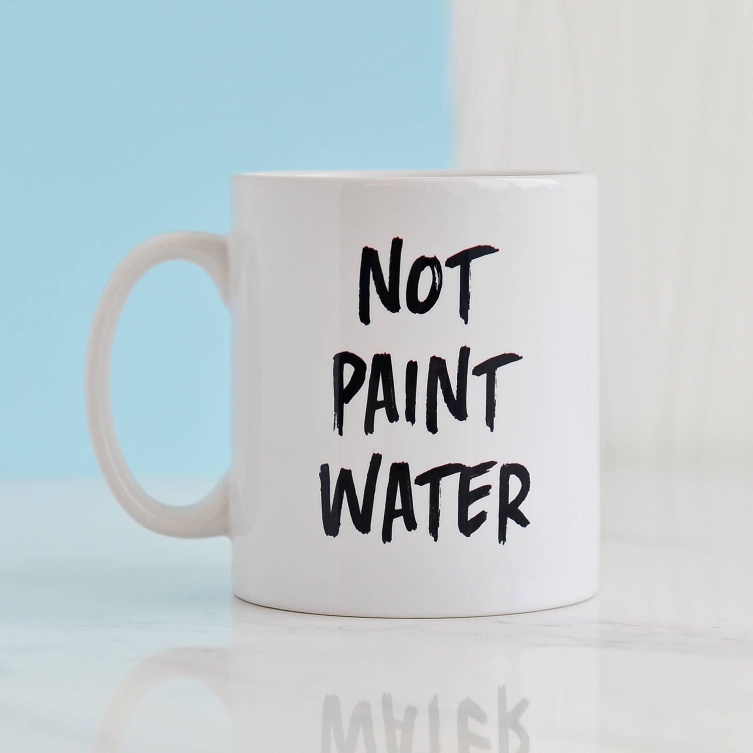 Artist Paint Water Mug, White Ceramic Painters Water Cup, Fine Artist Gift,  Rinse Water Glass, Art Teacher Gift, Painters Mug, Painters Gift 