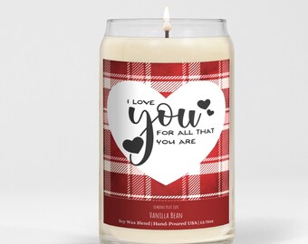 Valentine Message Candle, I Love You Candle, Valentine's Day Gift, Vanilla Bean Candle, Soy Wax Blend 13.75oz Candle, Valentine Gift for Her