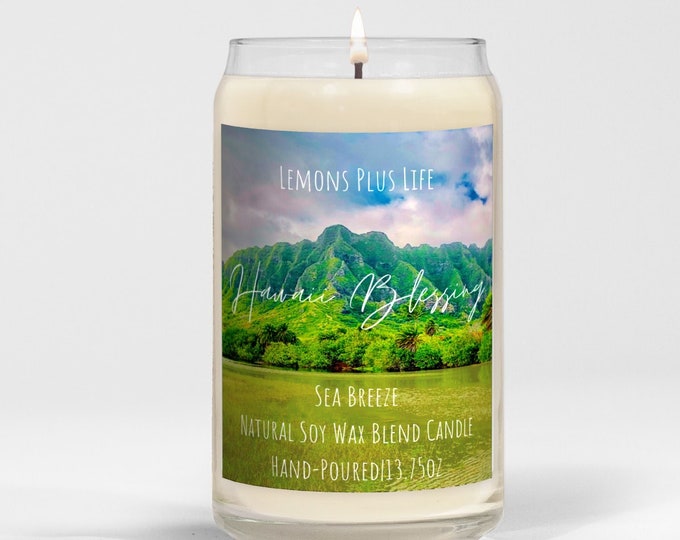 Hawaii Blessing Candle, 13.75oz Soy Wax Blend Candle, Sea Breeze Fragrance, Gift Box, Hawaii Gift Candle, Hawaiian Gift Candle, Tropical