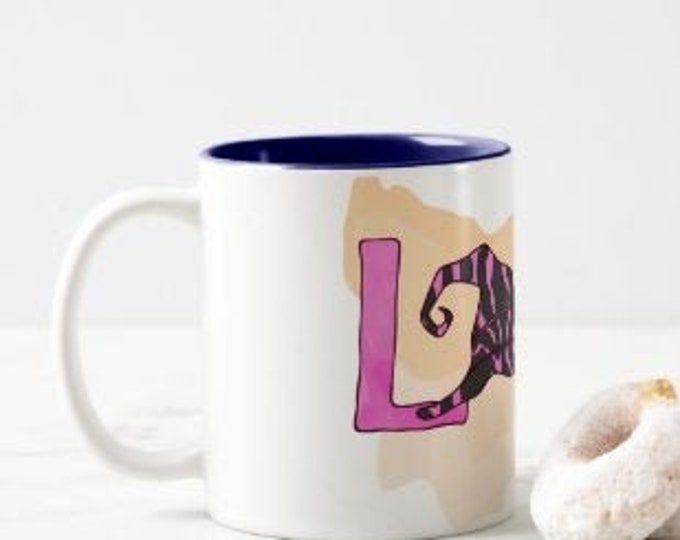 Halloween Ceramic Mug, "Love Halloween" Purple and White, Purple Witch's Hat, Two Tone Mug, 11 oz mug,  Gift, Mug With Words, #halloween