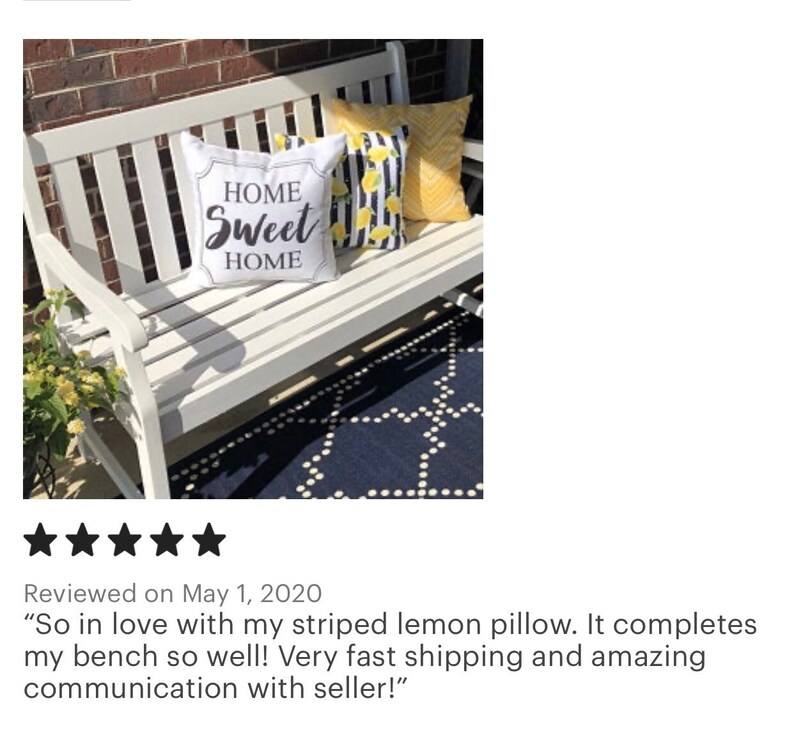 Throw Pillow, Yellow Lemon Pattern, Black & White Striped, Zesty, Summer Pillow, Lemon and Stripe image 5