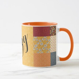 Fall Mug, Quilted Pattern, Cozy Mug, Gift for Her, Autumn Quilt Mug, Fall Kitchen Gift, Fall Hostess Gift, Stocking Stuffer Mug, Gift Mug image 6