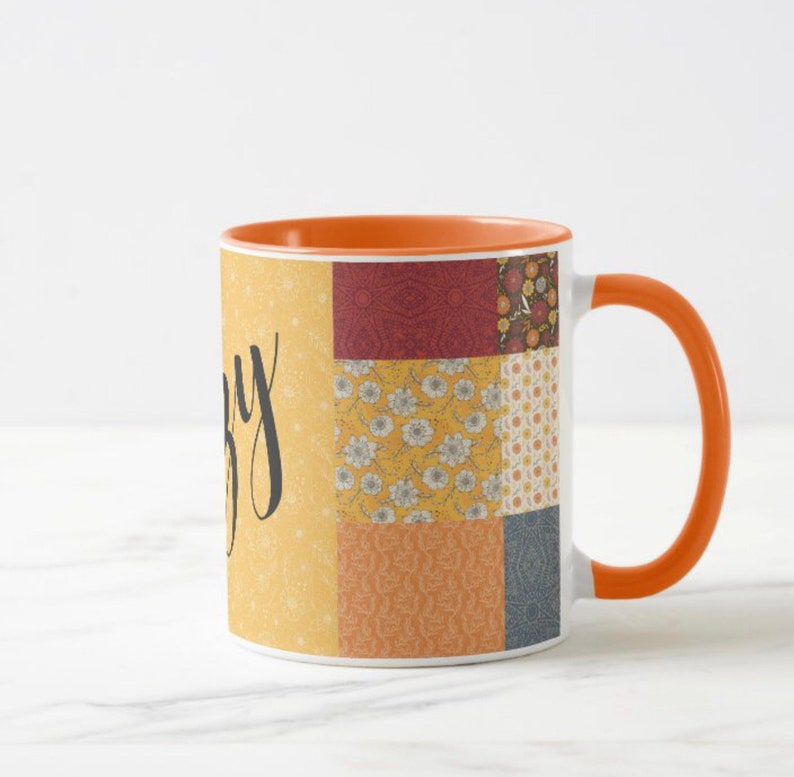 Fall Mug, Quilted Pattern, Cozy Mug, Gift for Her, Autumn Quilt Mug, Fall Kitchen Gift, Fall Hostess Gift, Stocking Stuffer Mug, Gift Mug image 6