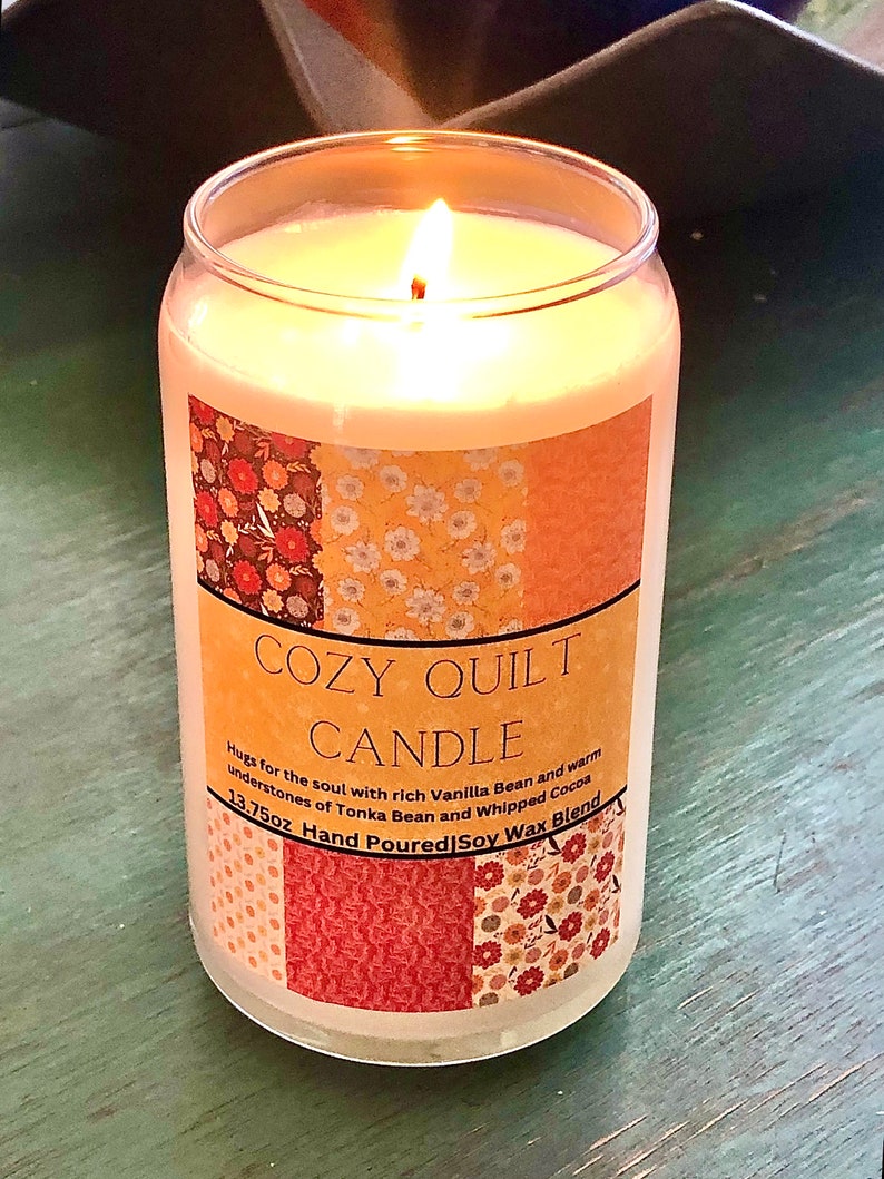 Autumn Candle, Cozy Quilt Candle, Vanilla Bean, Candle and Gift Box, Fall Candle Gift, Holiday Candle, Hostess Gift Candle, Stocking Stuffer image 7