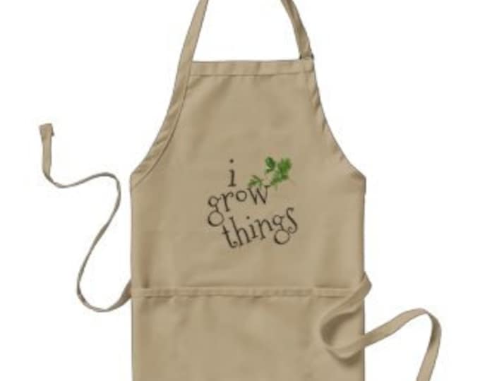 Funny Garden Apron, i grow things, Three Pocket Garden Apron, Gift for Her, Gift for Gardener, Gardening Apron, Mother's Day Gift