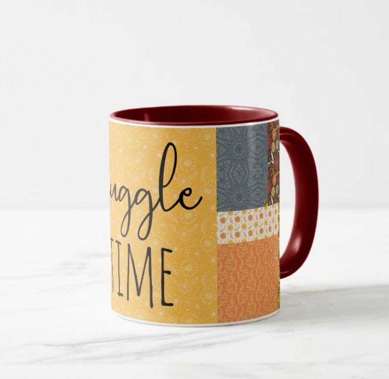 Fall Mug, Quilted Pattern, Snuggle Time, Gift for Her, Autumn Quilt, Fall Kitchen Gift, Fall Hostess Gift, Stocking Stuffer Mug, Gift Mug image 5