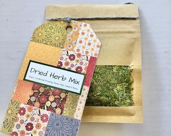 Dried Herb Mix, Dried Herbs Gift Packet, Sage, Celergy Leaf, Rosemary, Basil, English Thyme, Garlic, Christmas Gift, Cooking Gift, Herb Gift