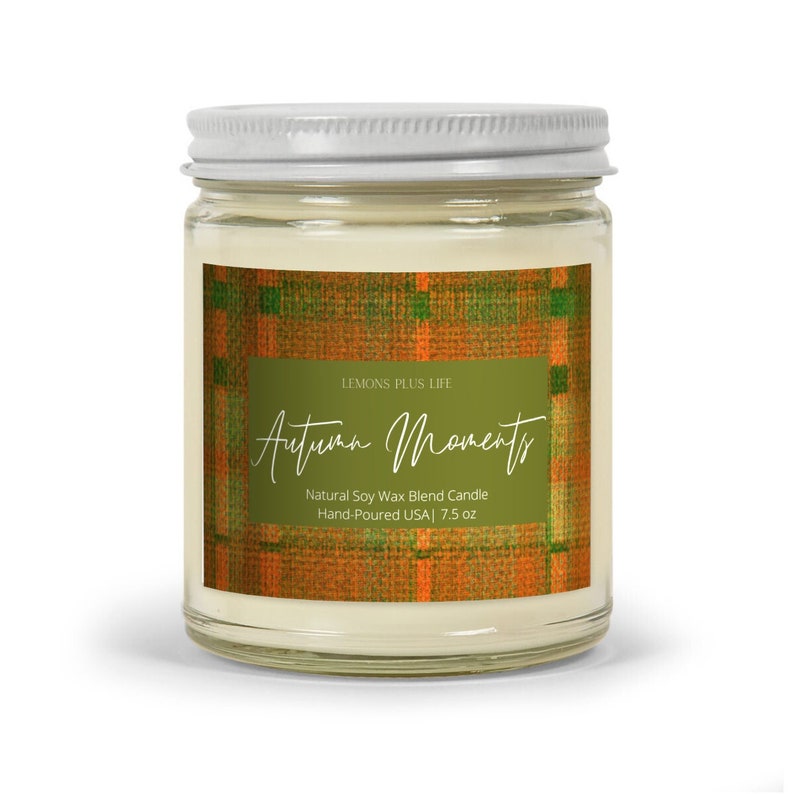 Momentos de otoño Natural Soy Wax Blend Candle 7.5oz, Fall Candles, Tartan Plaid Candle, Brown Sugar Candle, Cinnamon Candle, Autumn Candle imagen 3