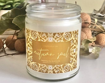 Autumn Soul Natural Soy Wax Blend Candle 7.5oz, Fall Candles, Fall Gifts for Her, Vanilla and Cinnamon Candle, Artisan Candle