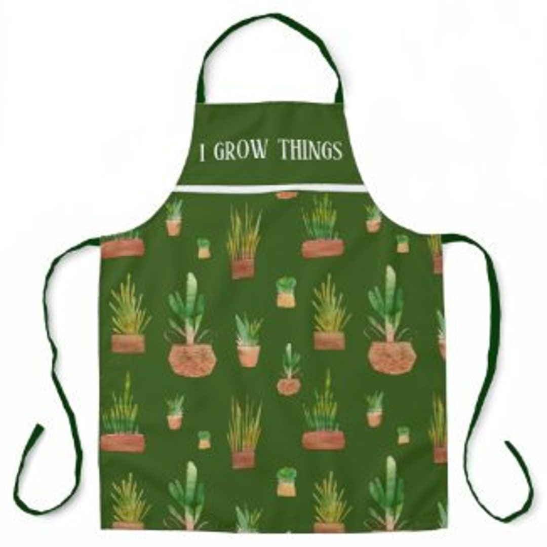 Plant Lover Apron, Garden Apron i Grow Things Plant Pattern Apron ...