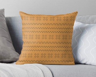 African Pillow, Ethnic Tan and Brown Mudcloth Design Pillow,  African Design, Mudcloth Pattern, African Pattern Pillow, Accent Pillow