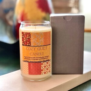 Autumn Candle, Cozy Quilt Candle, Vanilla Bean, Candle and Gift Box, Fall Candle Gift, Holiday Candle, Hostess Gift Candle, Stocking Stuffer image 8