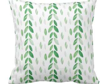 Watercolor Botanical Green Leaves Throw Pillow