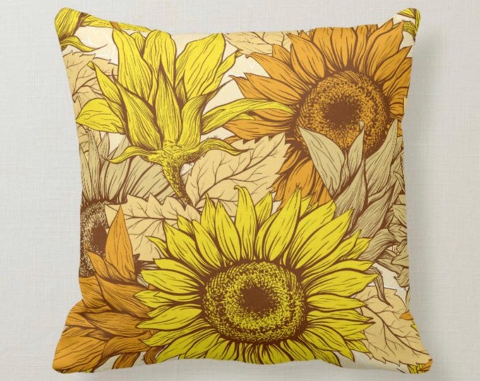 Sunflower Pillow, Pillow and Insert, 16 X 16, Totally Washable, Sunflower Home Decor, Front Porch Pillow, Floral Pillow