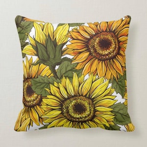 Sunflower Pillow, Pillow and Insert, 16 X 16, Totally Washable, Sunflower Home Decor, Front Porch Pillow, Floral Pillow