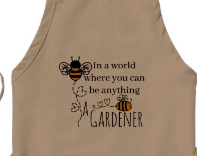 Bee Garden Apron, Bee a Gardener, Three Pocket Garden Apron, Gift for Her, Gift for Gardener, Bee Apron,  Mother's Day Gift, Bee Lover Gift