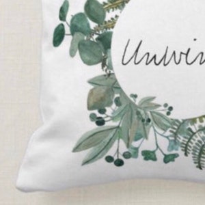 Woodland Fern Wreath White Throw Pillow Unwind image 4