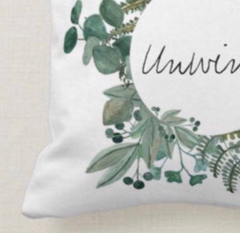 Woodland Fern Wreath White Throw Pillow Unwind image 4