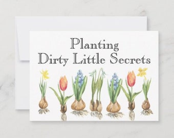 Funny Gardener Flat Cards "Planting Dirty Little Secrets" Set of 3 Gardener Cards, Gift for Gardener, Cards with Envelopes, Gardening Cards