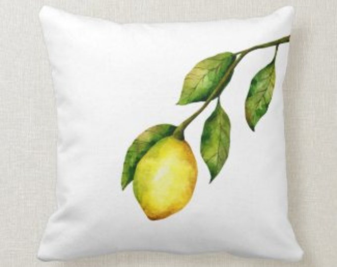 Lemon Accent Pillow, Watercolor Lemon Branch Pillow, Yellow Stripe Pillow, Two Pillows in One, Summer Porch Pillow, Includes Cover & Insert