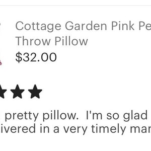 Floral Pillow, Pink Peony, Cottage Garden Peony Pillow image 2