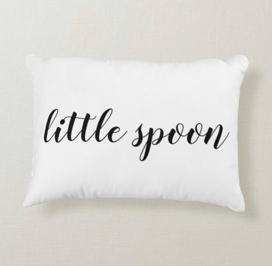 Couple Pillow Set of 2, Big Spoon, Little Spoon, Throw Pillow, Accent Pillow, Black & White, Fun