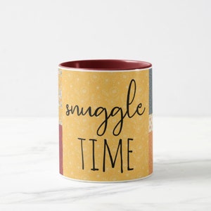 Fall Mug, Quilted Pattern, Snuggle Time, Gift for Her, Autumn Quilt, Fall Kitchen Gift, Fall Hostess Gift, Stocking Stuffer Mug, Gift Mug image 4
