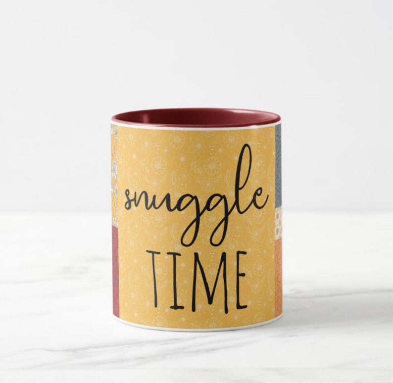 Fall Mug, Quilted Pattern, Snuggle Time, Gift for Her, Autumn Quilt, Fall Kitchen Gift, Fall Hostess Gift, Stocking Stuffer Mug, Gift Mug image 4