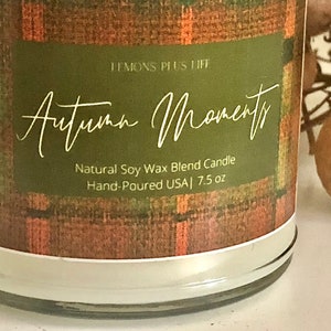 Autumn Moments Natural Soy Wax Blend Candle 7.5oz, Fall Candles, Tartan Plaid Candle, Brown Sugar Candle, Cinnamon Candle, Autumn Candle Bild 5