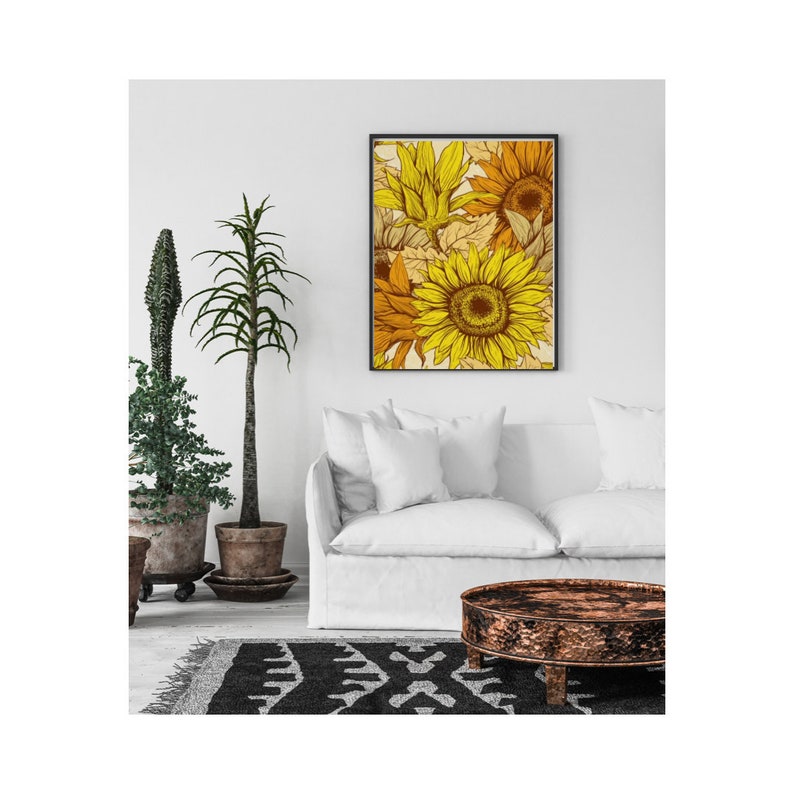 Sunflower Wall Art, Sunflower Print, Poster, Ready to Frame, Sunflower Wall Decor, Sunflower Home Decor, Sunflower Floral Print image 5