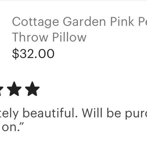 Floral Pillow, Pink Peony, Cottage Garden Peony Pillow image 3