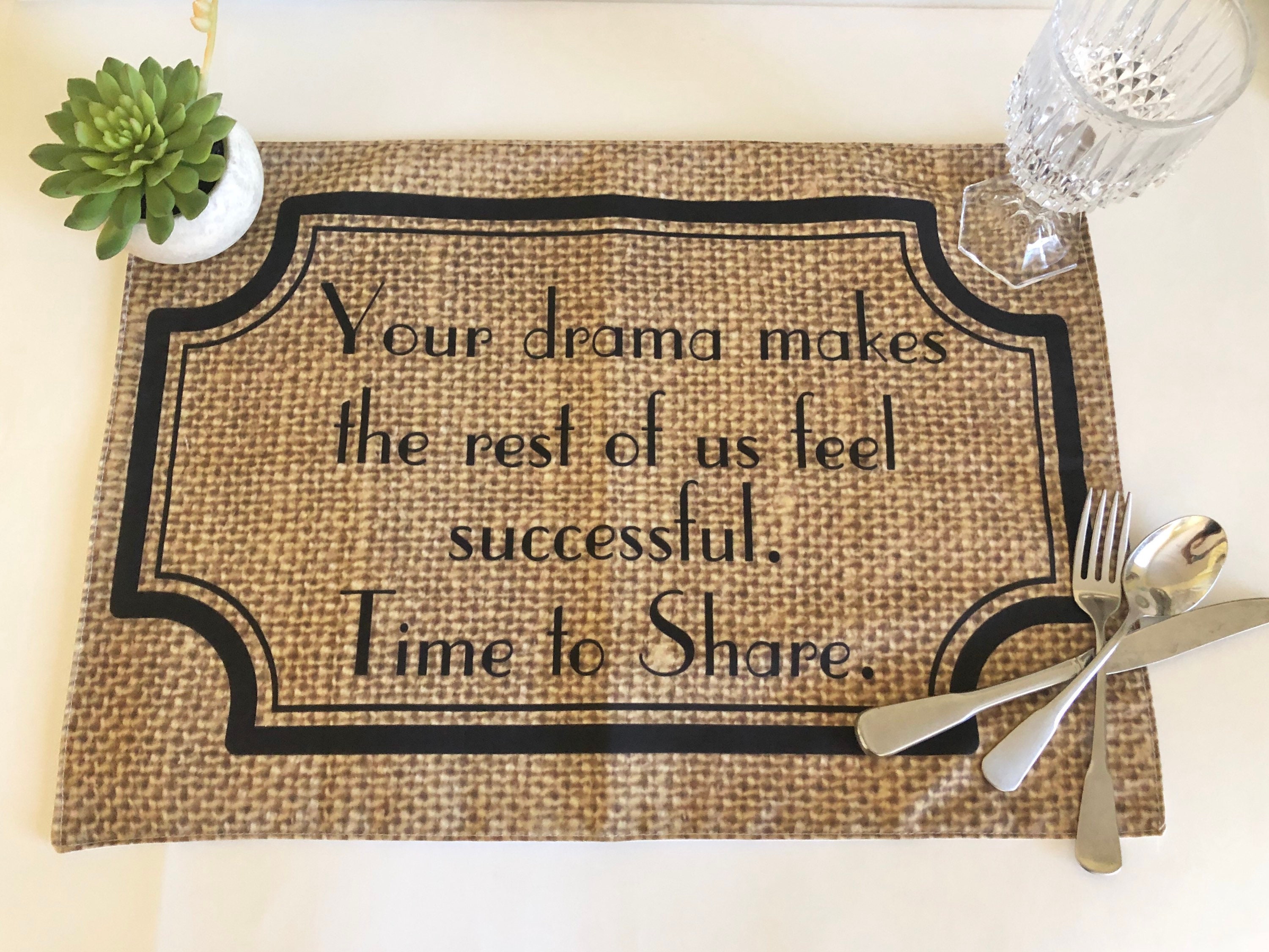 Funny Sayings, Thanksgiving Table, Placemat Set of 6, Family Drama