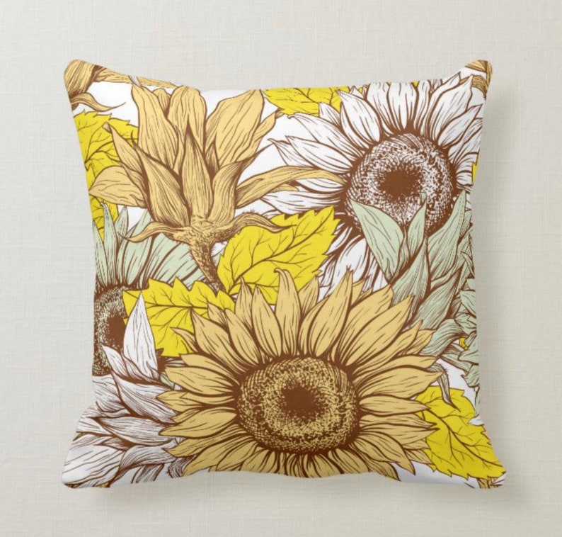 Sunflower Pillow, Pillow and Insert, 16 X 16, Totally Washable, Sunflower Home Decor, Front Porch Pillow, Floral Pillow image 2