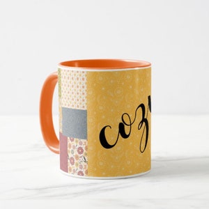 Fall Mug, Quilted Pattern, Cozy Mug, Gift for Her, Autumn Quilt Mug, Fall Kitchen Gift, Fall Hostess Gift, Stocking Stuffer Mug, Gift Mug image 1