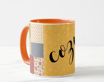 Fall Mug, Quilted Pattern, Cozy Mug, Gift for Her, Autumn Quilt Mug, Fall Kitchen Gift, Fall Hostess Gift, Stocking Stuffer Mug, Gift Mug