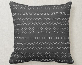 Black Ethnic Pillow, African Black Mudcloth Design Pillow,  African Design, Mudcloth Pattern, African Pattern Pillow, African Accent Pillow