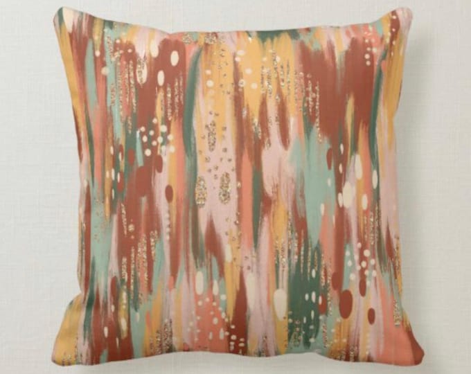 Fall Pillow, Watercolor in Blush, Yellow, Mint Green, Pillow and Cover, Earth Tones, Autumn Home Decor
