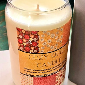 Autumn Candle, Cozy Quilt Candle, Vanilla Bean, Candle and Gift Box, Fall Candle Gift, Holiday Candle, Hostess Gift Candle, Stocking Stuffer image 4