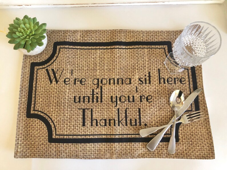 Funny Sayings, Thanksgiving Placemat Set, Family Drama, Fall Placemats, Burlap Design, Cloth Placemats With Words, Sets, Fall Decor image 6