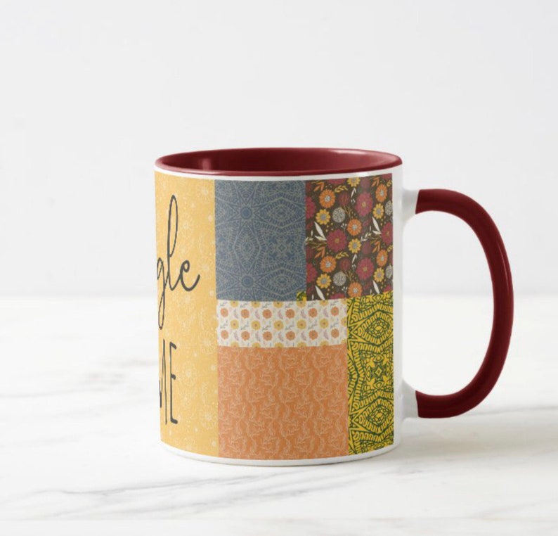 Fall Mug, Quilted Pattern, Snuggle Time, Gift for Her, Autumn Quilt, Fall Kitchen Gift, Fall Hostess Gift, Stocking Stuffer Mug, Gift Mug image 6
