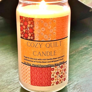 Autumn Candle, Cozy Quilt Candle, Vanilla Bean, Candle and Gift Box, Fall Candle Gift, Holiday Candle, Hostess Gift Candle, Stocking Stuffer image 5