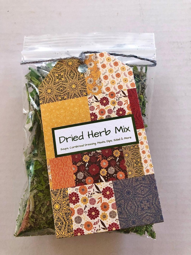 Thanksgiving Meal, Dried Herb Mix, Herb Gift, Sage, Celery Leaf, Rosemary, Basil, English Thyme, Garlic, Christmas Gift, Cooking Gift image 1