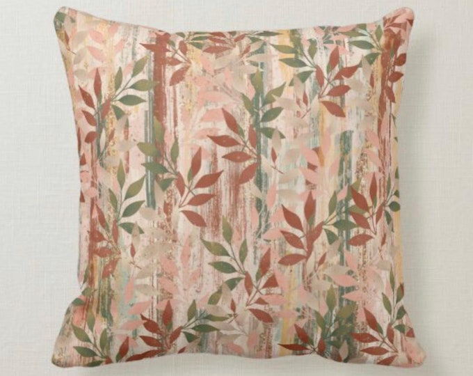Fall Pillow, Earth Tones, Pillow and Cover, Blush, Burnt Orange, Green, Botanic, Leaves, Autumn Home Decor