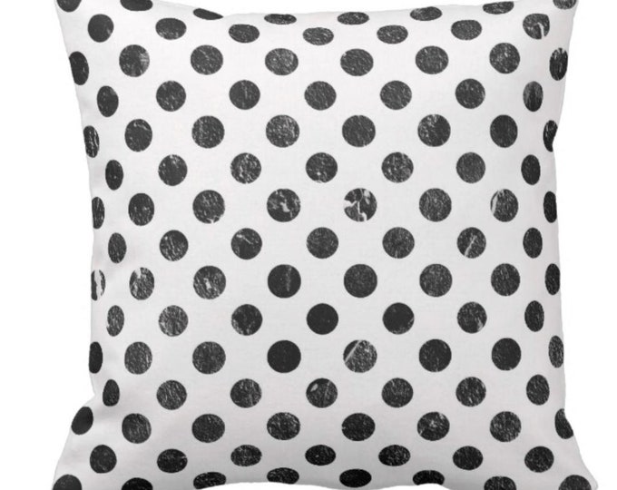 Throw Pillow Black & White Distressed Polka Dots