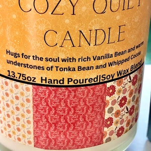 Autumn Candle, Cozy Quilt Candle, Vanilla Bean, Candle and Gift Box, Fall Candle Gift, Holiday Candle, Hostess Gift Candle, Stocking Stuffer image 3