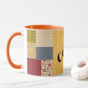 Fall Mug, Quilted Pattern, Cozy Mug, Gift for Her, Autumn Quilt Mug, Fall Kitchen Gift, Fall Hostess Gift, Stocking Stuffer Mug, Gift Mug image 5