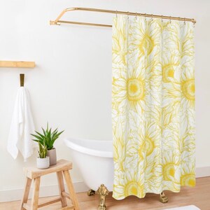 Yellow Sunflower Bath Mat, Sunflower Floral Print, Sunflower Bath Decor, Yellow and White Sunflower Design image 7